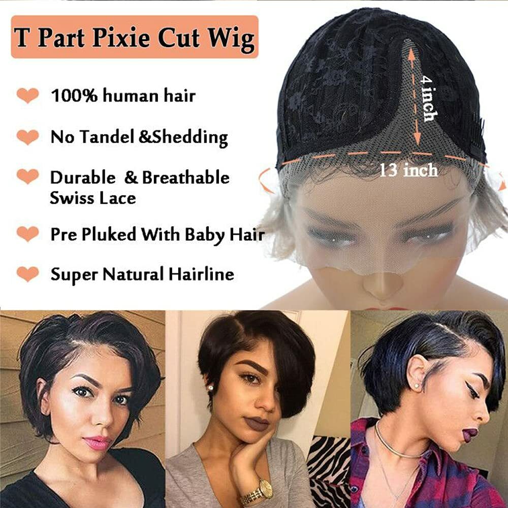 Pixie Cut Wigs for Black Women Human Hair Short Pixie Cut L Part Lace Front Wigs