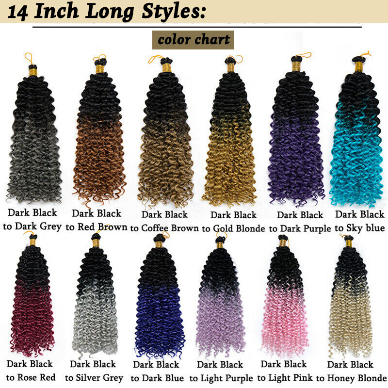 US Curly Water Wave Braids Twist Crochet Braiding Hair Extensions Ombre as Human