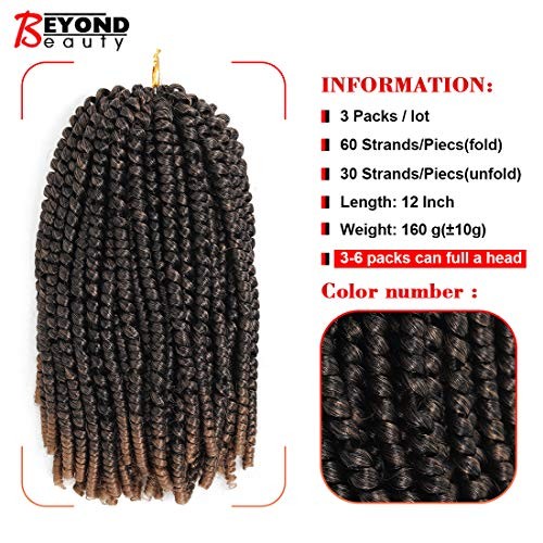12 inch Spring Twist Crochet Braids Hair for 12 Inch (Pack of 3) M1B/27