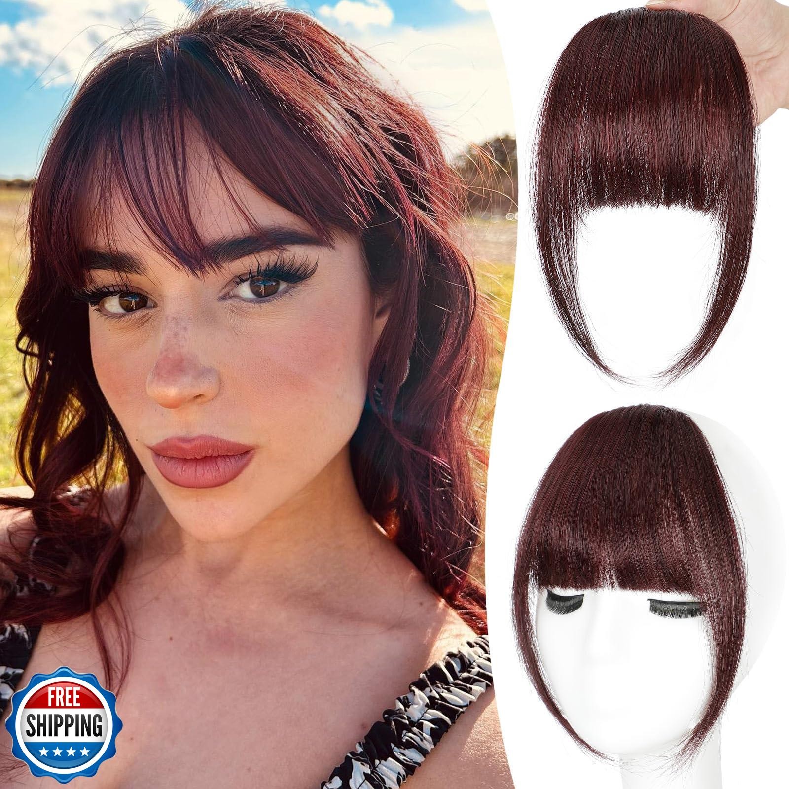 YOLIN Clip in Bangs, 100% Human Hair Bangs with Temples Bangs Hairpieces for