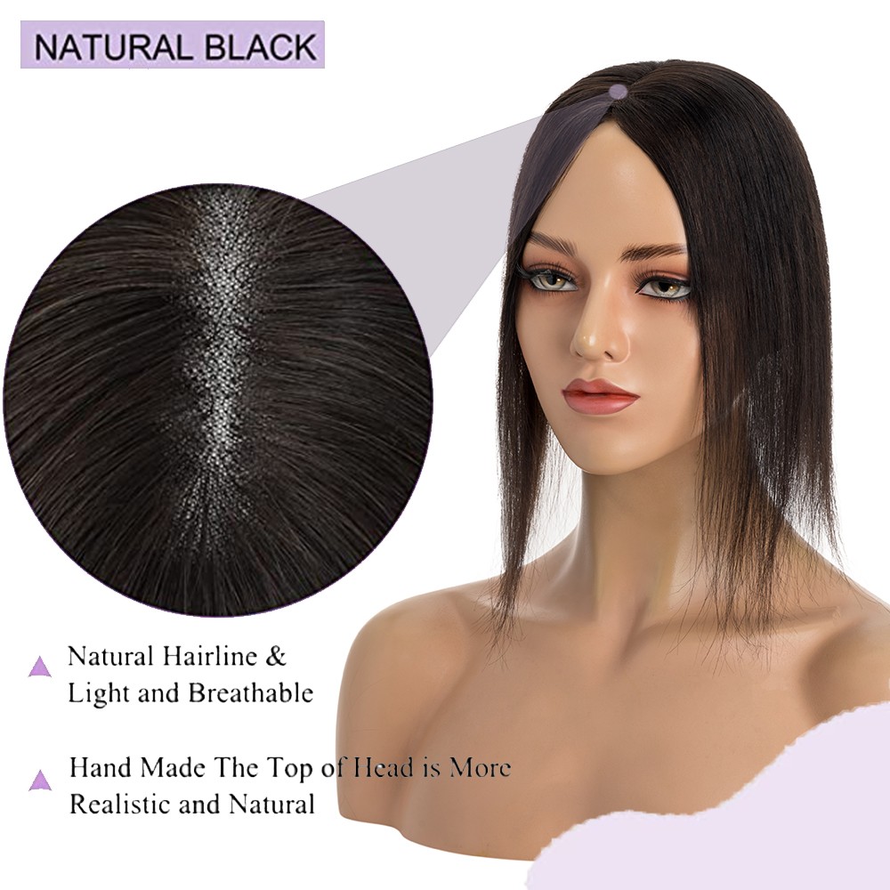 CLEARANCE 100% Remy Human Hair Topper Hairpiece Clip In Silk Lace Base Toupee US