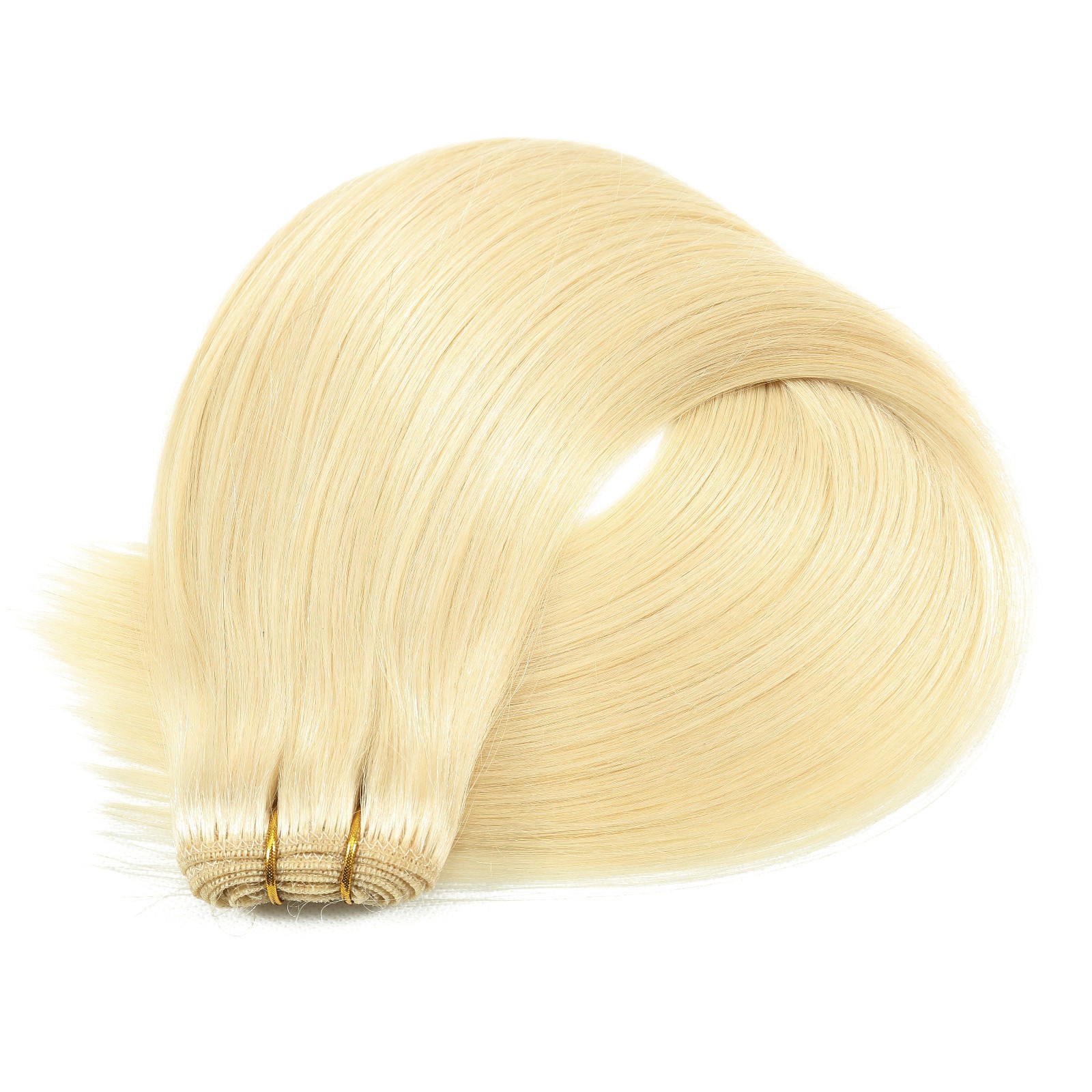 Sew in Weft Human Hair Extensions Double Weft Weave RemyHair Platinum Blonde28in
