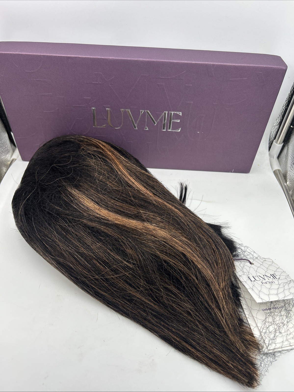 Luvme Hair 12″ Brown Highlight Bob 5×5 Glueless Closure wig NIB