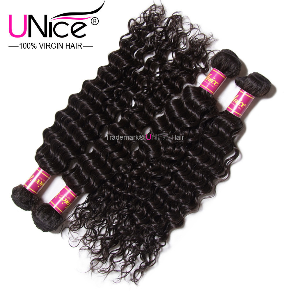 UNice Brazilian Deep Curly Wave 3 Bundles Human Hair Weave Virgin Hair Extension