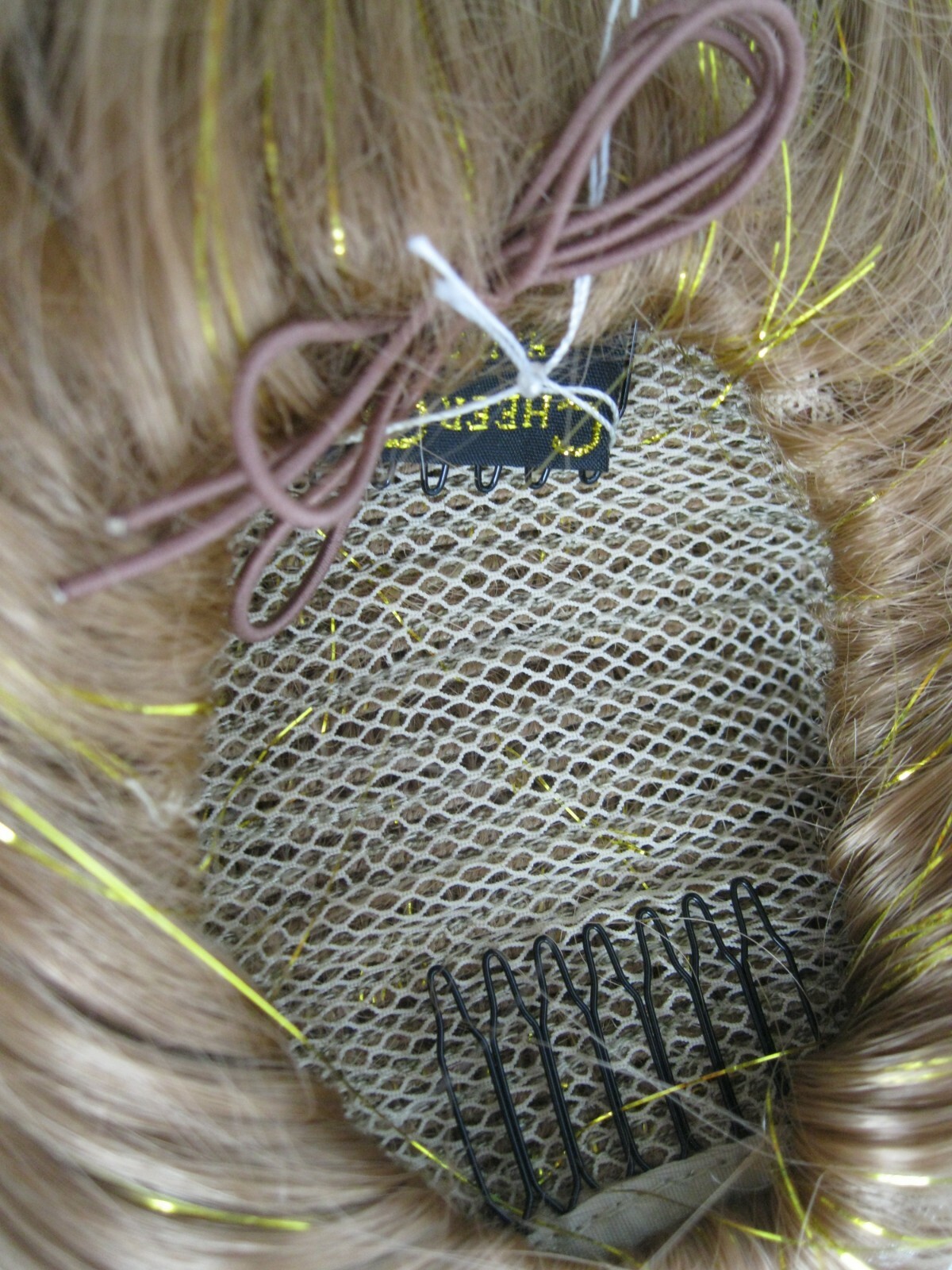 Strawberry blond Cheer Curl Wig With Highlights Glitter Extention