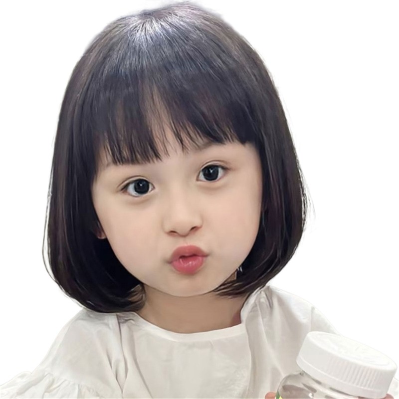 Kids Short Bob Wigs Natural Lookings Hairpiece Easy To Wear Breathable Headcover