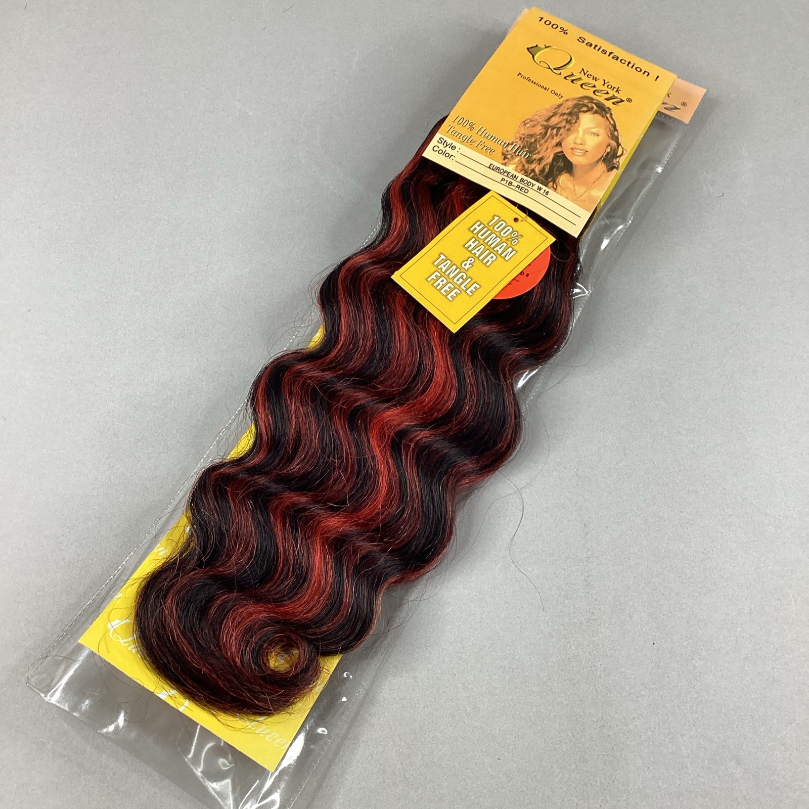 16” Euro Body #P1B-Red Black Human Hair Blend Extensions