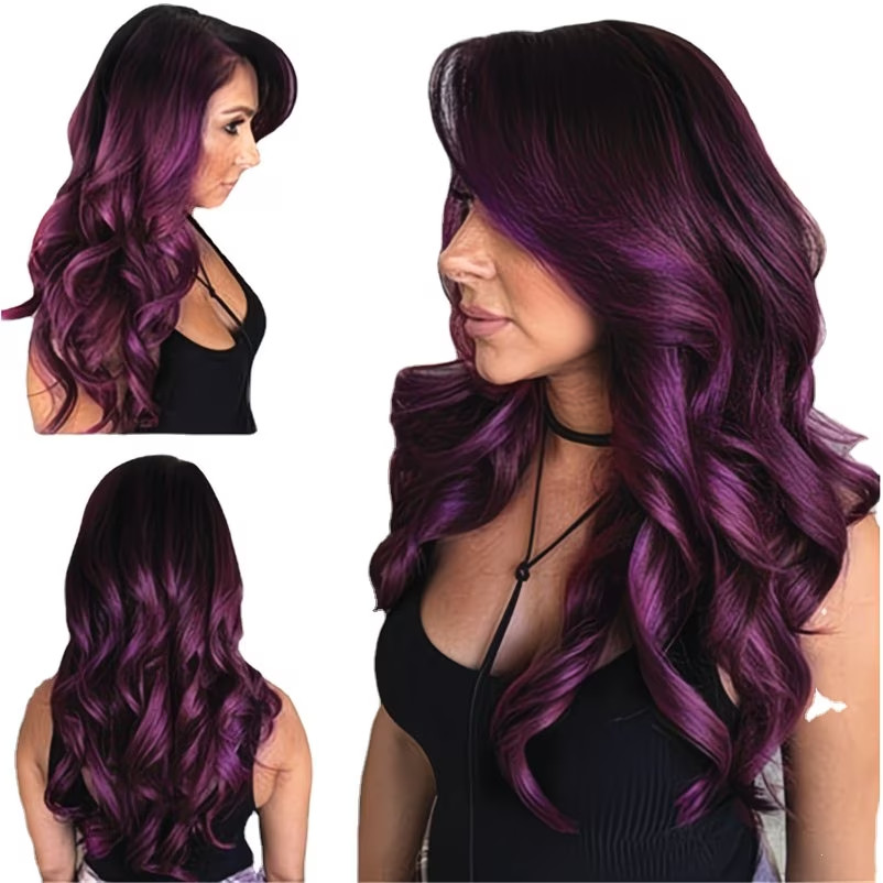💜💜BLACK, PURPLE 26in Middle Part WIG, HIGH QUALITY FAST SHIPPING…💜💜
