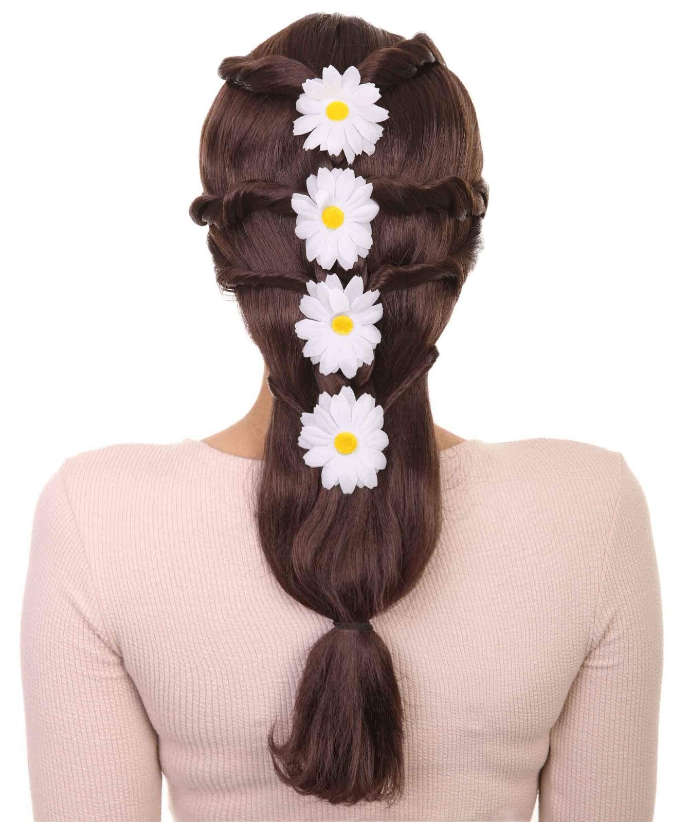 Womens Princess Wig | Traditioal Braided Wig With Flowers | HW-130