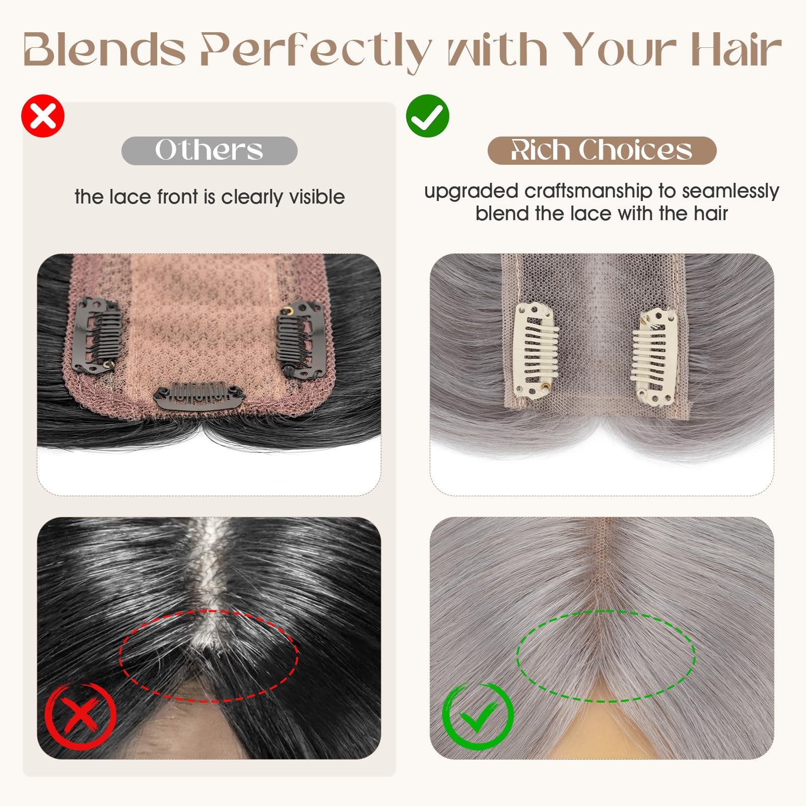 Rich Choices Hair Toppers for Women Real Human Hair 100% Human Remy Toppers f…