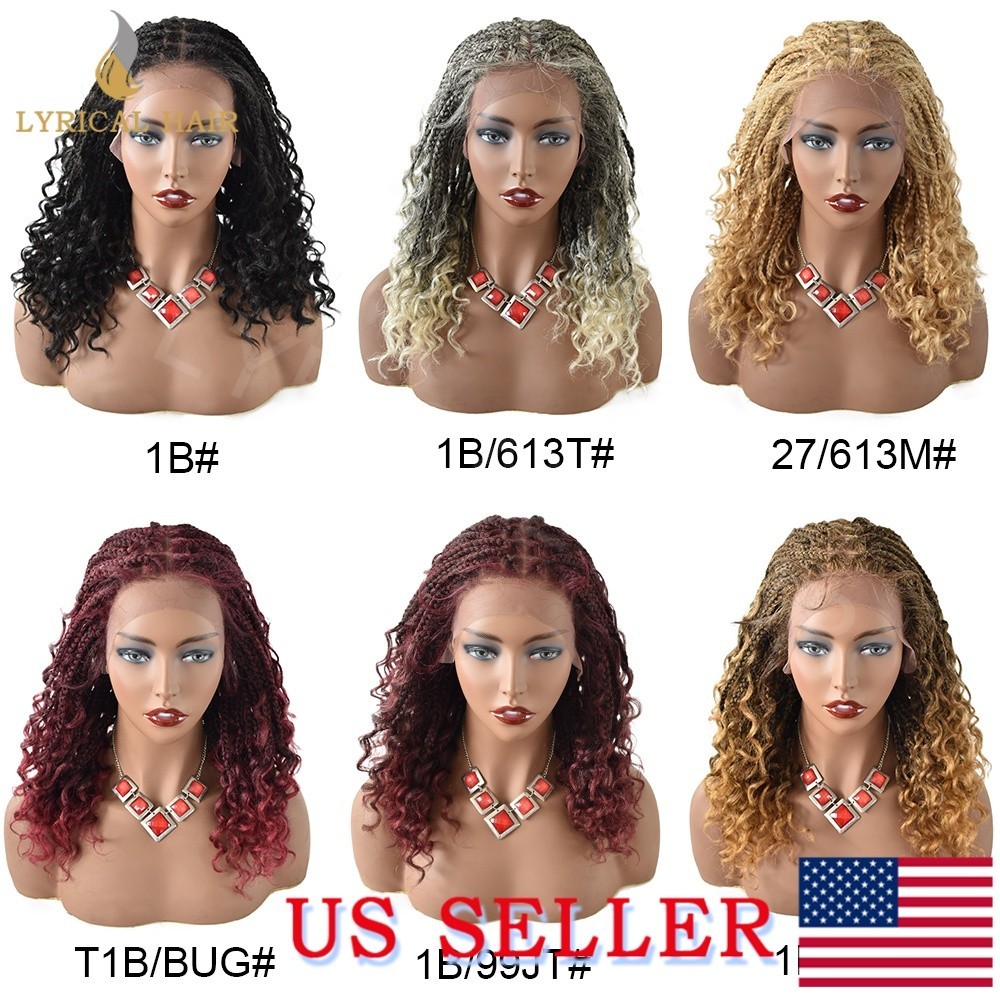 Cornrow Box Braided Lace Front Wigs For Women Synthetic Lightweight African Hair