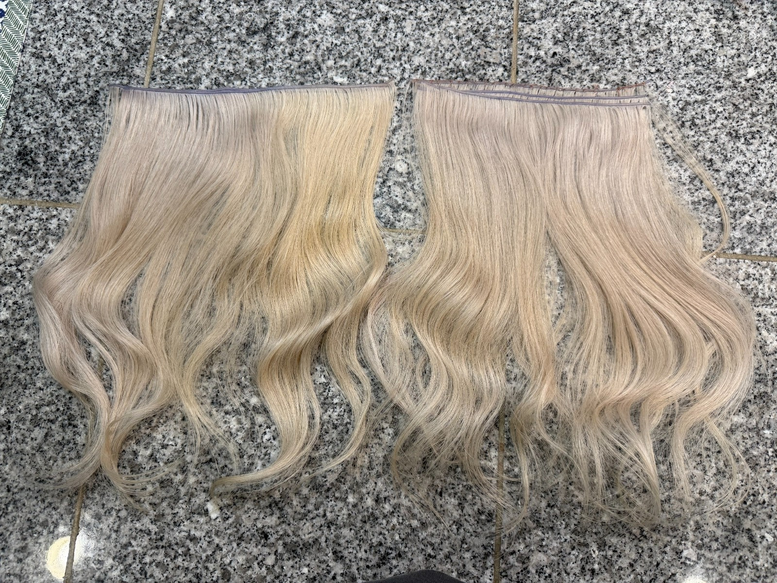 Hand Tied Hair Extensions Two Packs- Platinum Blonde Weft 14 inch
