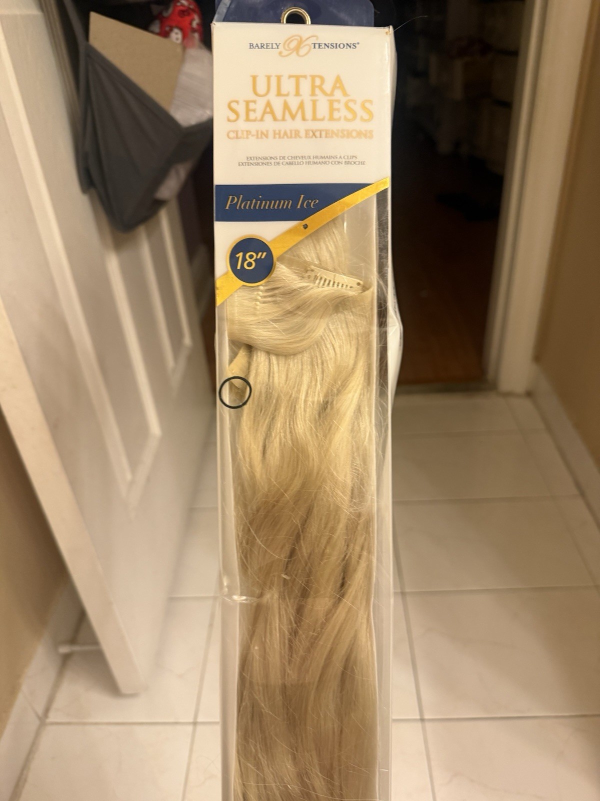 Barely Xtensions 18” Ultra Seamless Clip-In Extensions Platinum Ice Human Hair