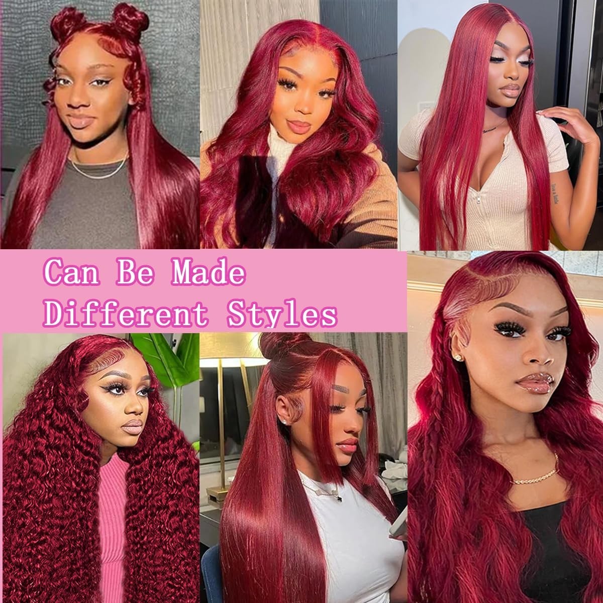 99J Burgundy Lace Front Wig 30″ Body Wave Human Hair 180% Density Pre Plucked HD
