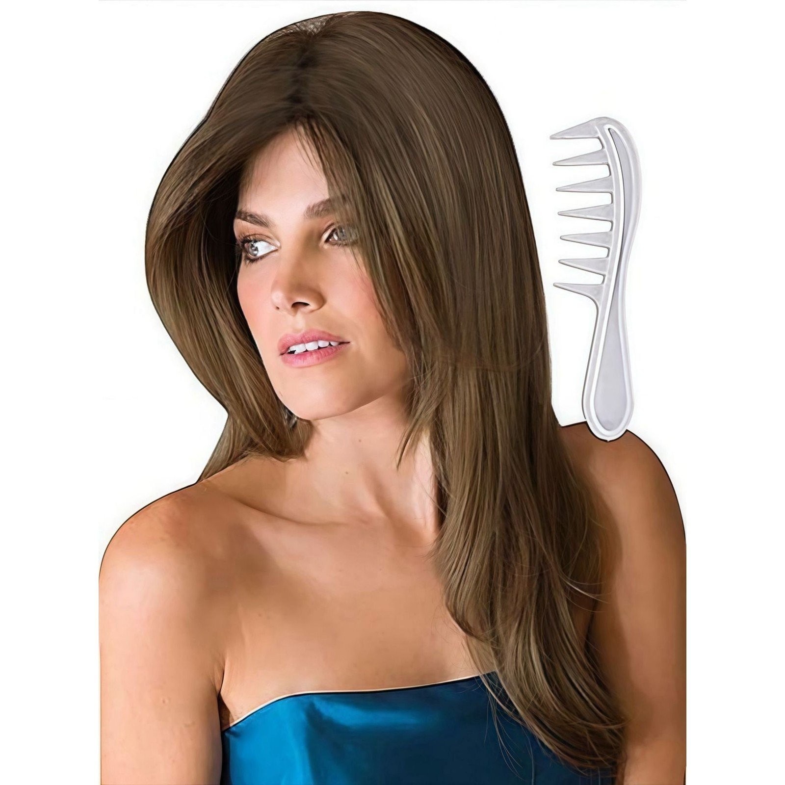 Noriko Angelica Synthetic Wig by Rene of Paris + Wig Lift Comb- Medium Brown