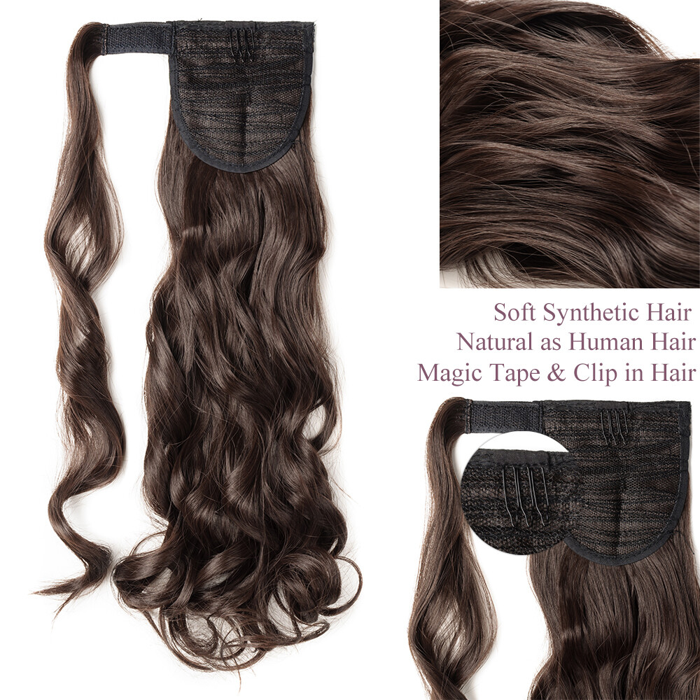 Hair Wrap Around Ponytail Clip In Pony Tail as human Extensions Straight Curly