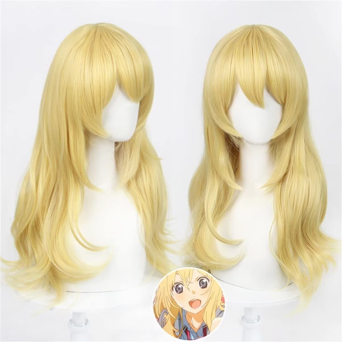 60cm Long Yellow Blonde Loose Wavy Curly Women Girls Halloween Party Cosplay …
