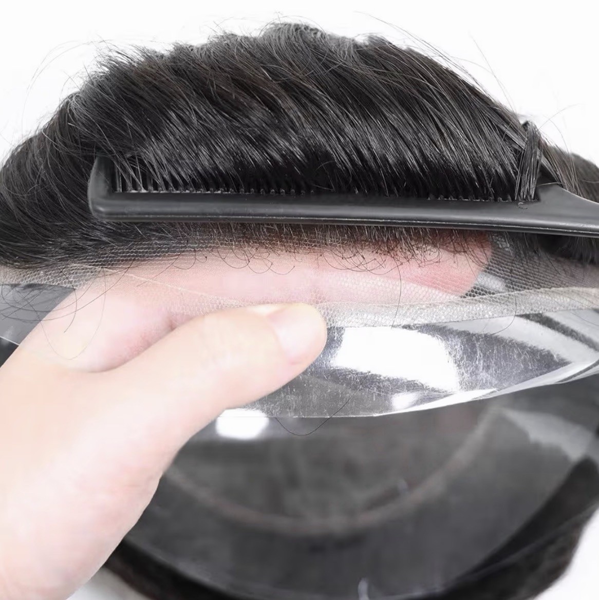 Toupee Hair Piece Indian Remy Human Hair Mono Top Lace Front Men Wig – Jet Black