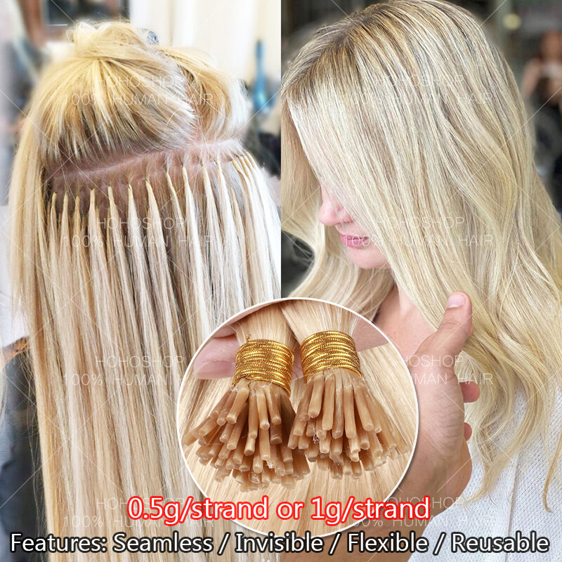 Super Pre Ponded Stick I Tip On 100% Remy Human Hair Extensions 1g/s 0.5g Blonde