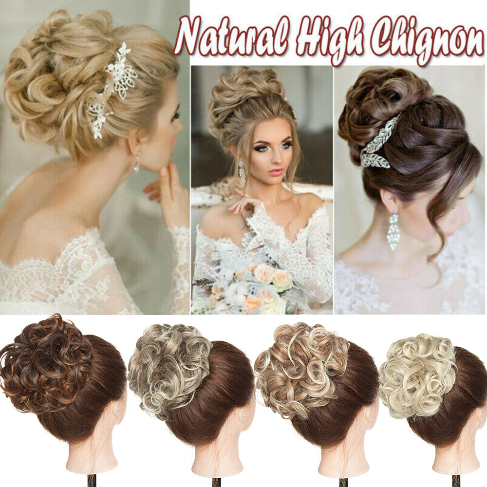 Bun Scrunchie Hair Extensions Updo Hairpiece For Woman Comb Clip in Chignon Wave