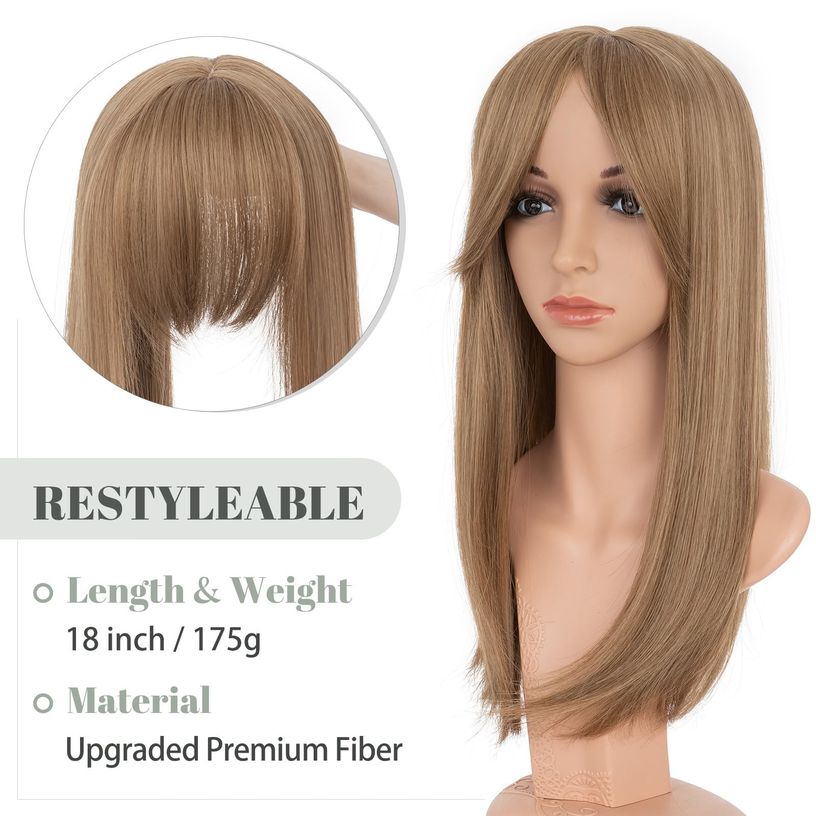 My-Lady Hair Toppers For Women Thinning Hair 18 Inch 6X6 Lace Base Wiglets Side