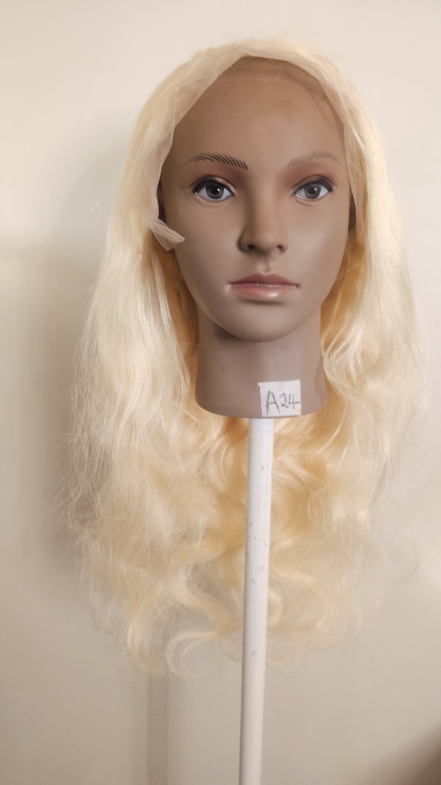 High Quality regular Top 28 ” blonde straight 100% Virgin Human Hair Lace Wig