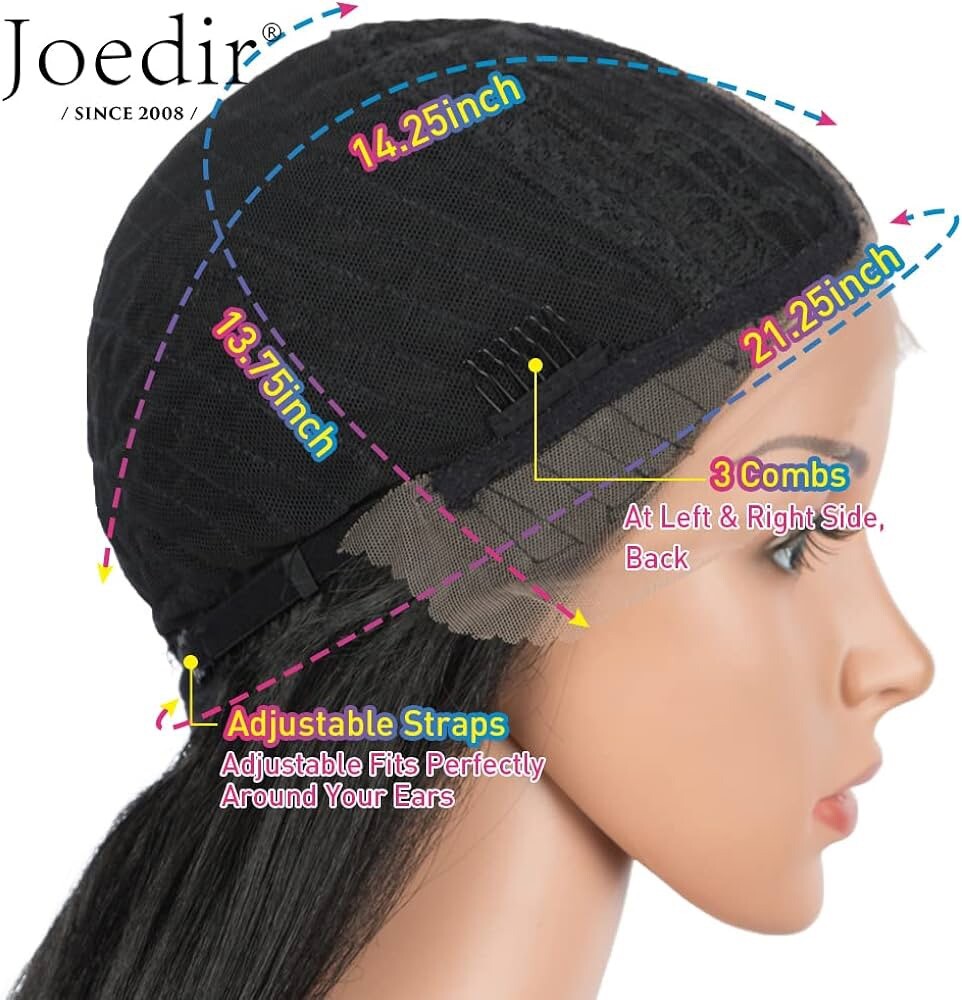 Joedir 26″ Big Curly Wavy Lace Front 1.5″x4.5″ Deep Parting HD Lace Wig 1B Black