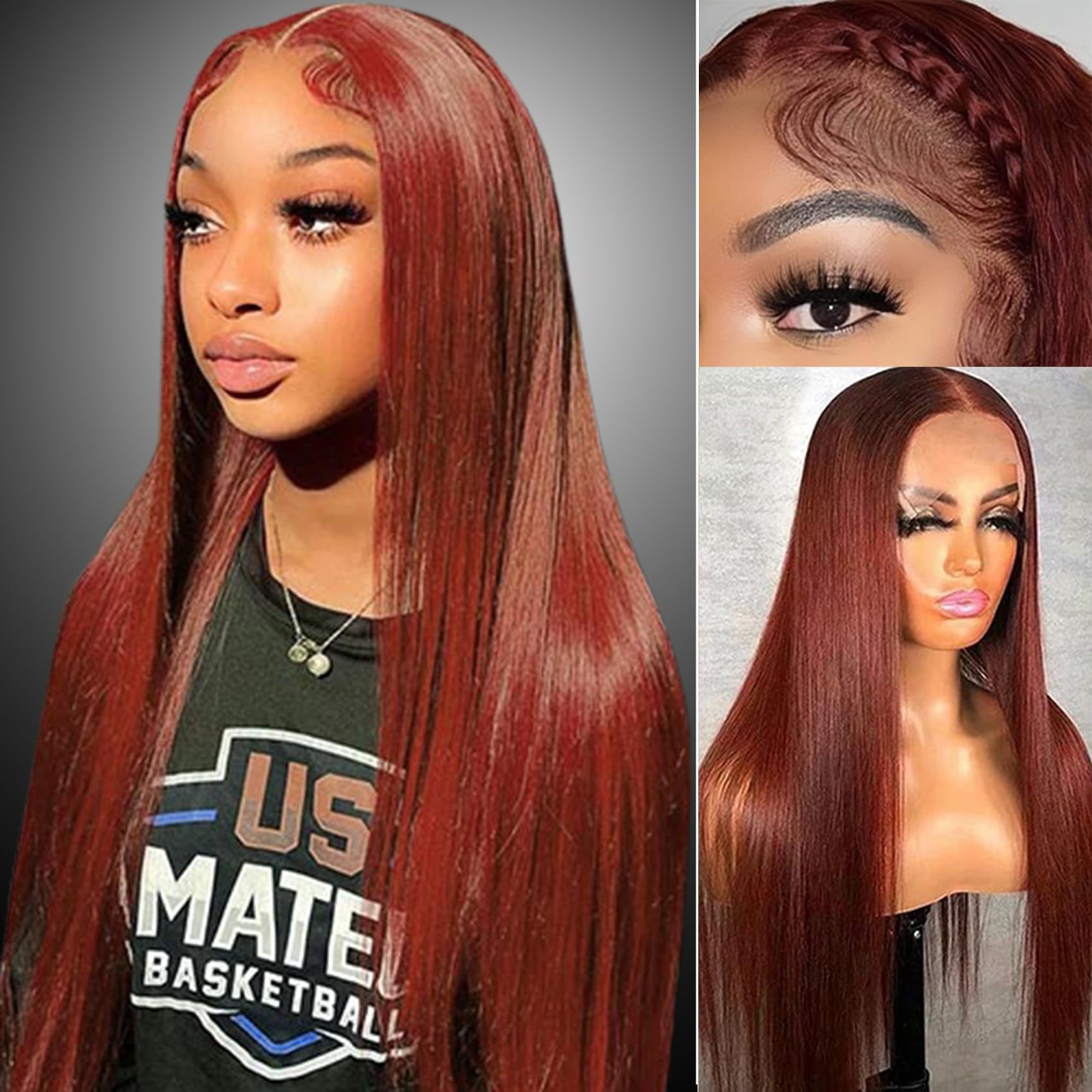 Ulovmly 5X5 Hd Lace Closure Wigs Human Hair Reddish Brown 5X5 Closure Wig 180