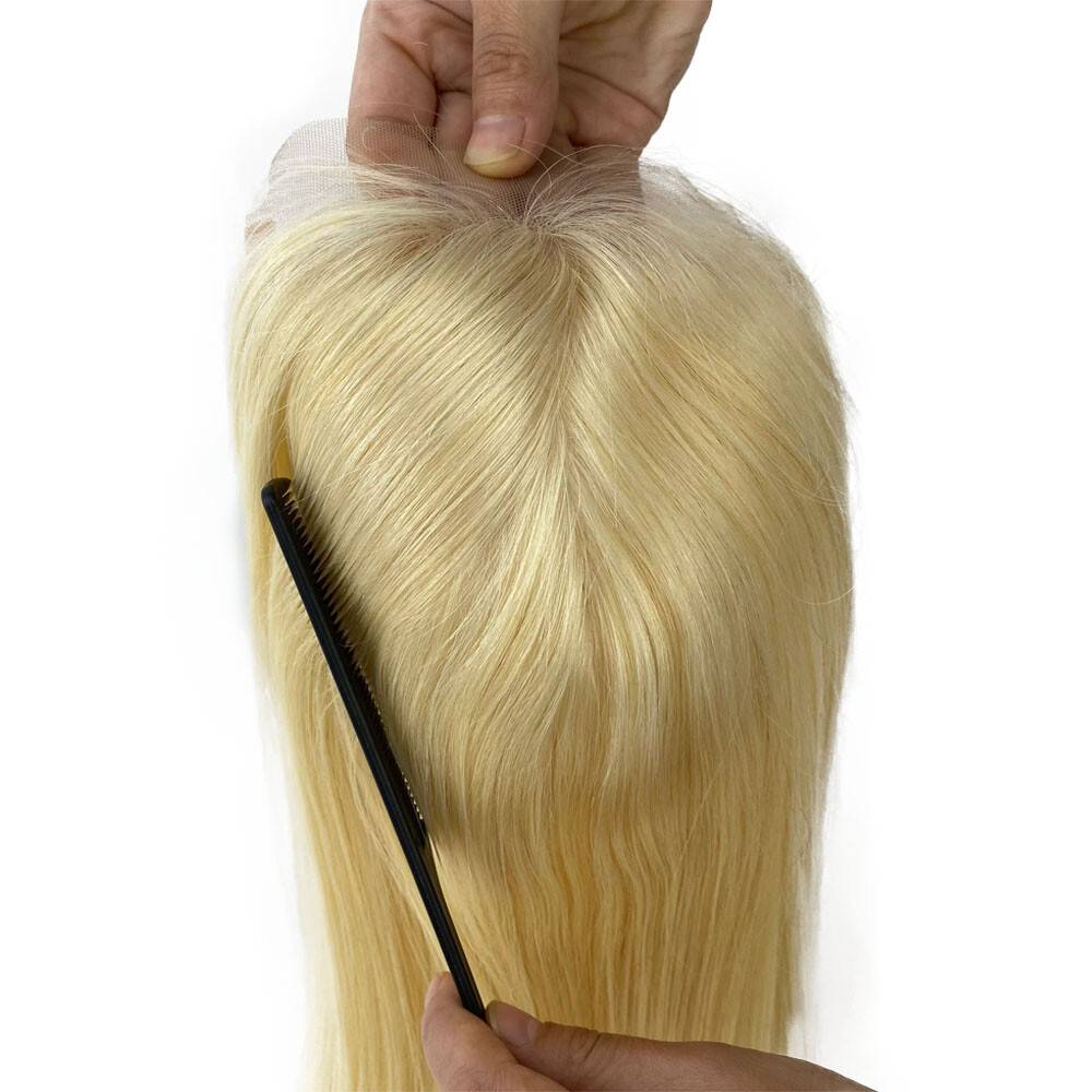 Light Blonde Silk Base Lace Closure 5*5 Virgin Human Hair Silk Top Closures #613