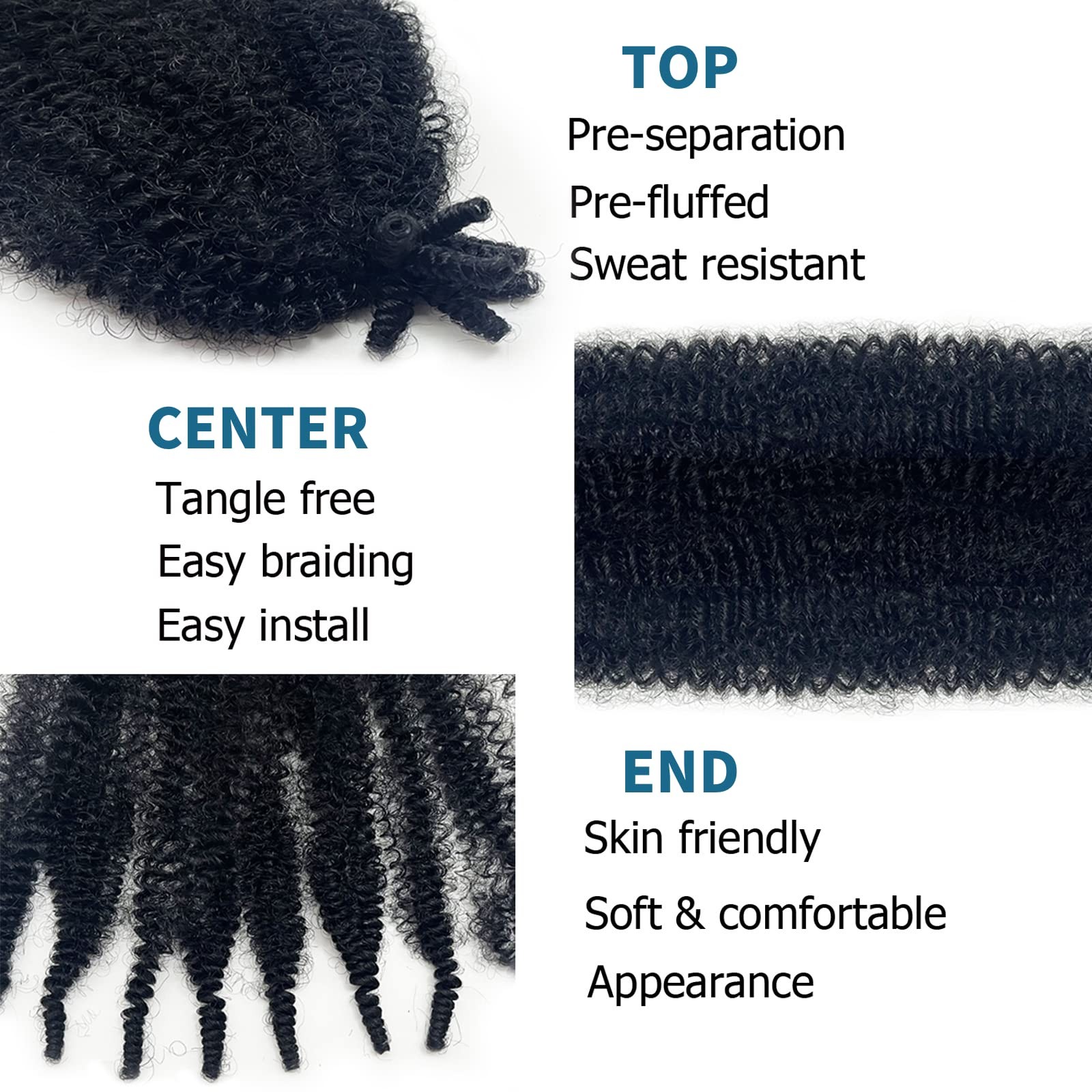 Springy Afro Twist Hair 36″ 8 Packs 1B Marley Pre-fluffed Spring Twist