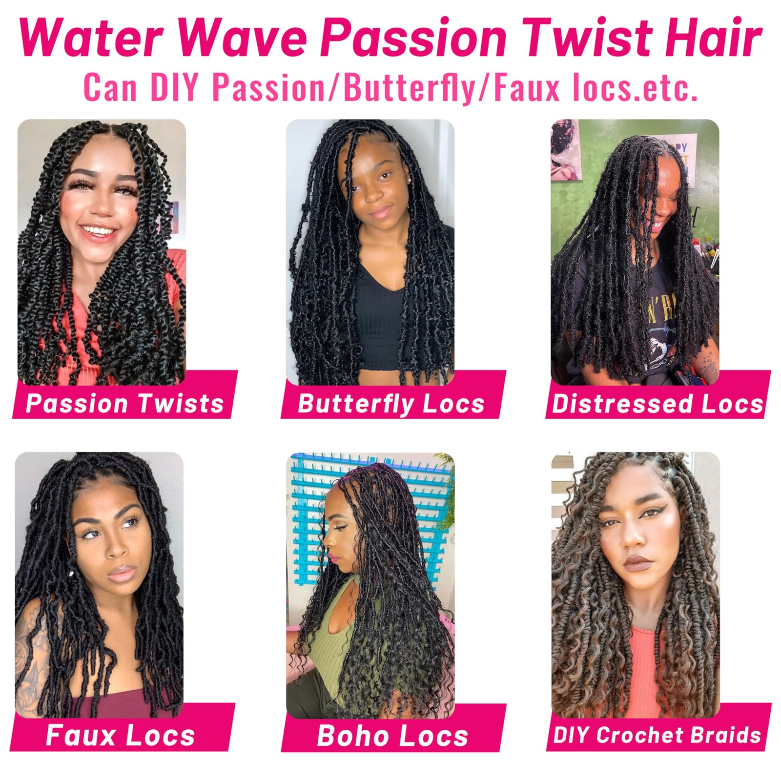 Dorsanee Ombre Passion Twist Hair 22 Inch 7 Packs Water Wave Crochet Hair Long