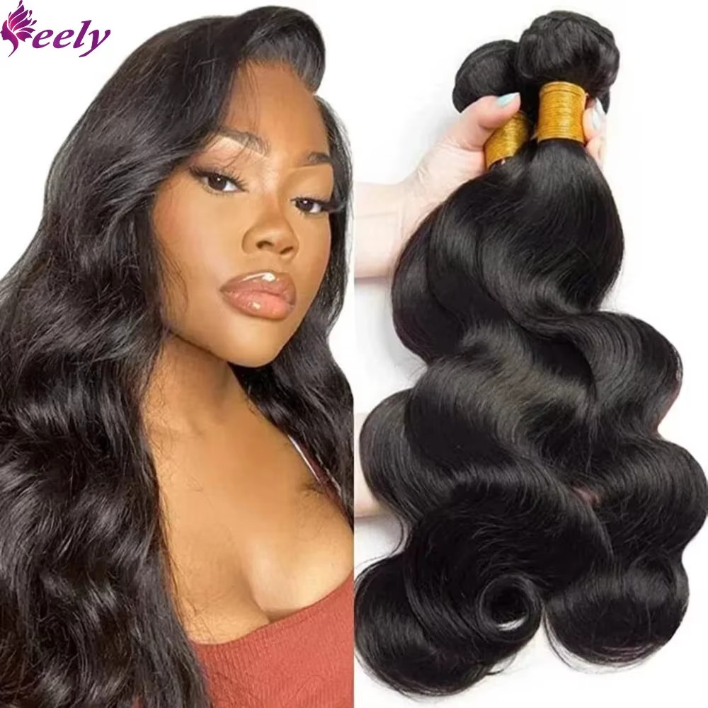 1B Natural Black Body Wave Human Hair Extensions Brazilian 100% Unprocessed Remy
