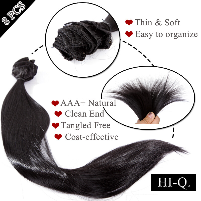 CLEARANCE 100% Soft Hair Extensions 8 Pieces Clip In Straight Wavy FULL HEAD US