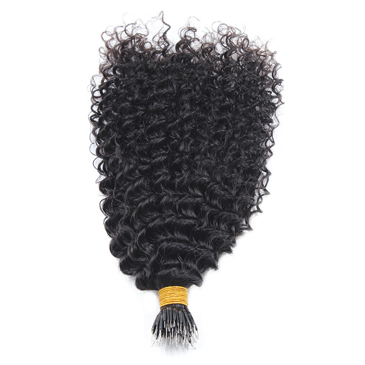 Kinky Curly Nano Ring Human Hair extension Microlink Curly I Tip Hair 100Pcs