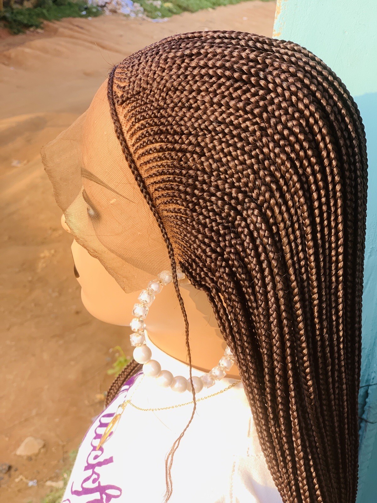 Braided Wig For Black Women, Cornrow Braids On Full Lace Wig, Synthetic Hair