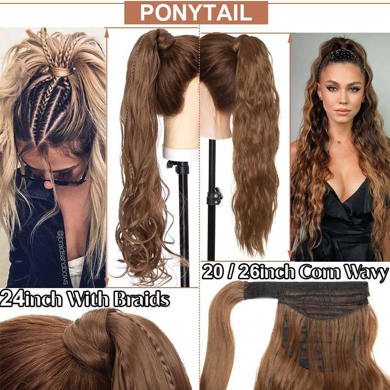1PCS Wrap Around Ponytail Clip In Extension Synthetic Straight Curly For Woman
