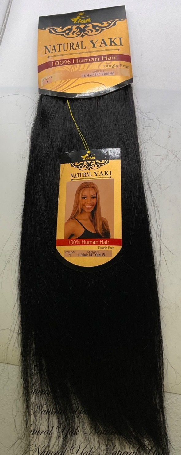 Tina Collection Natural Yaki 100% Human Hair Yaki 14″ Color: 1
