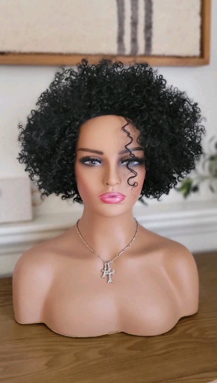💕 SPIRAL CURL SHORT WIG BLACK DAILY NATURAL FASHION KANEKALON JAPAN ORIGIN