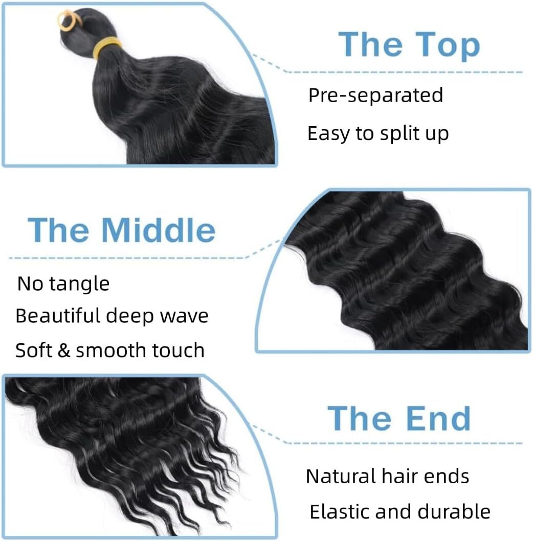32″ Long Deep Wave Crochet Hair Curly Water Wave Boho Braiding Hair Extensions