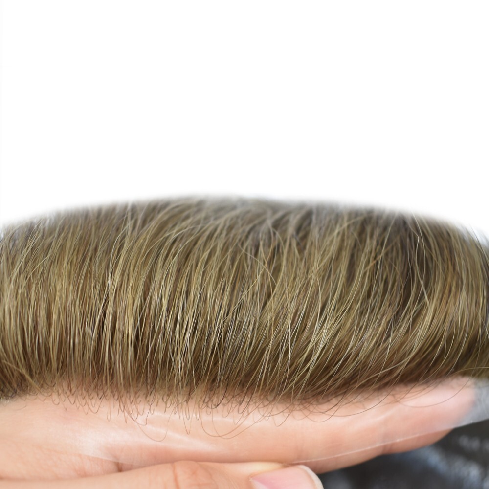 Mens Toupee Hairpieces Super Thin Skin Mens Hair Replacement All PU System Wigs