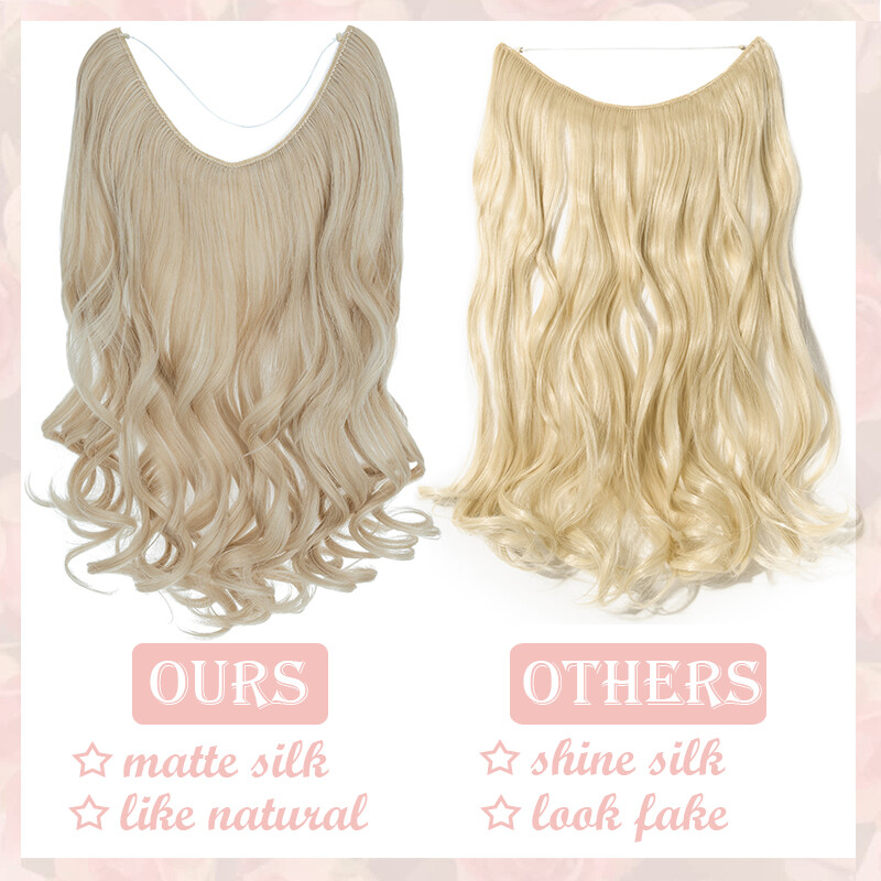Balayage Brown Wire In Hair Extensions Elastic Band Secret Miracle Ring AS Human