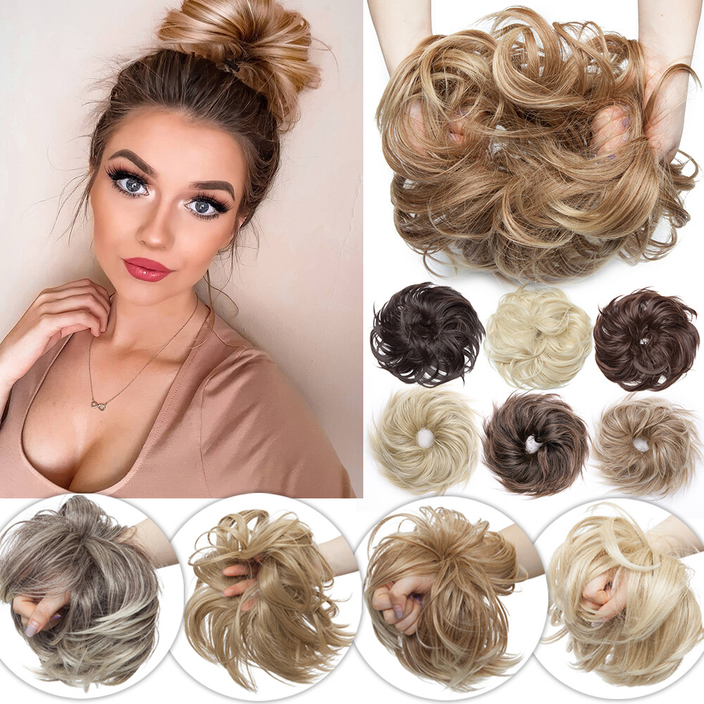 Large Scrunchie Messy Bun Updo Tousled Hair Piece Wrap On Ponytail Extension 85g