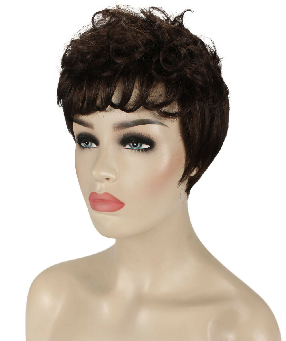Veronica – Curly Kanekalon Synthetic Fiber Full Wig, 2-4.5 in, Chocolate Brown