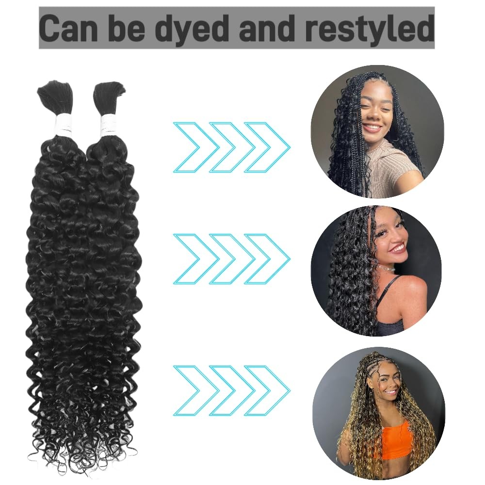 Nerumo Human Braiding Hair For Boho Braids 2 Bundles 100G 20Inch Water Wave