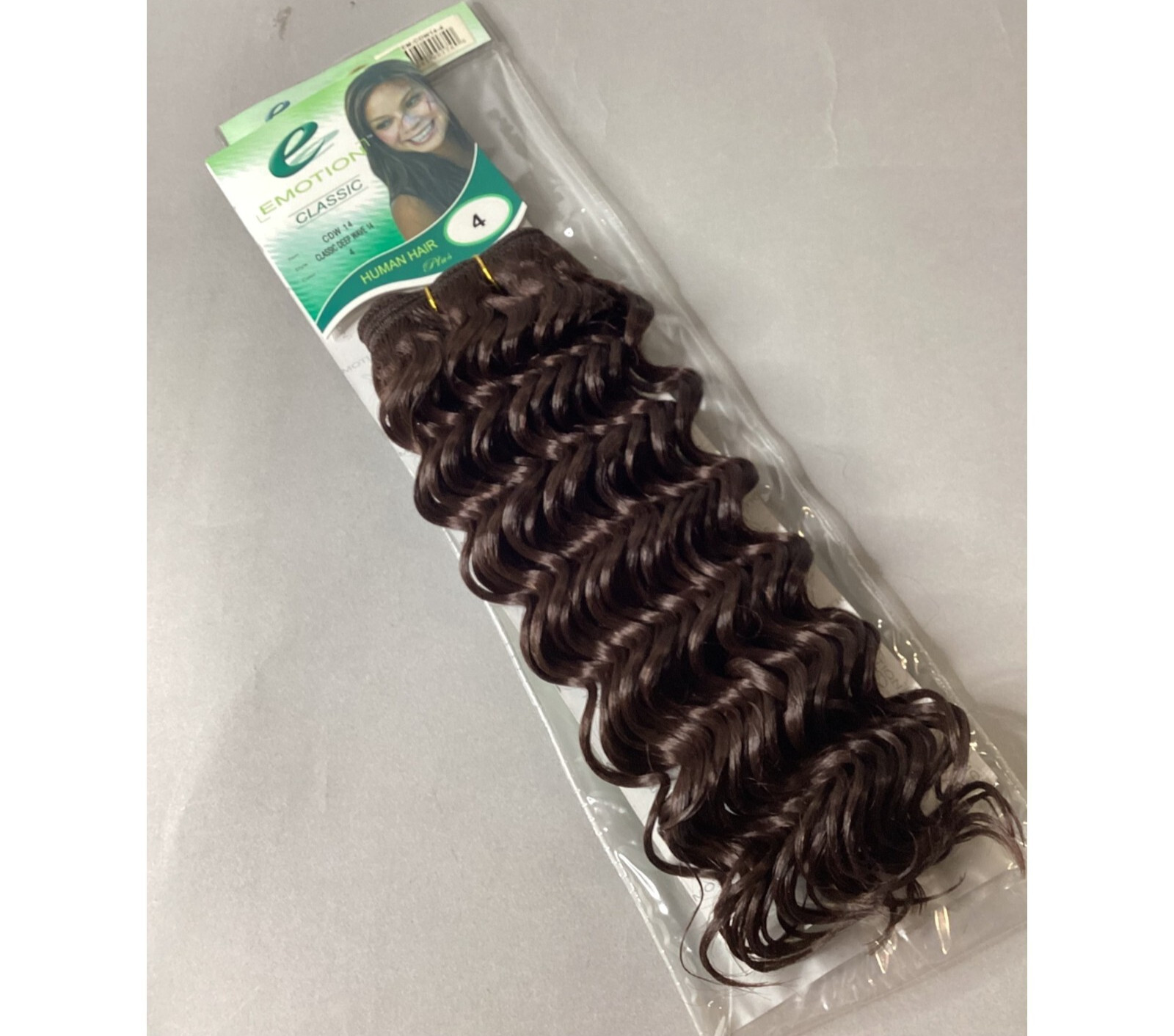 14″ Classic Deep Wave Color #4 Dark Brown Blended Hair Extensions Track Emotion