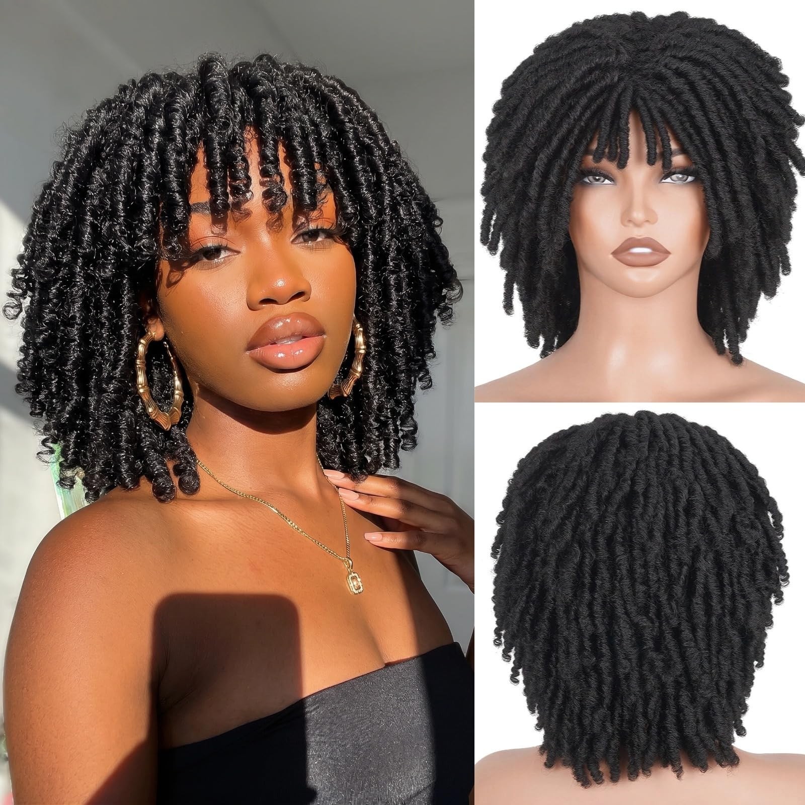Dreadlock Wig 12 Inch Braided Wigs for Black Women & Men – Short Afro Glueless