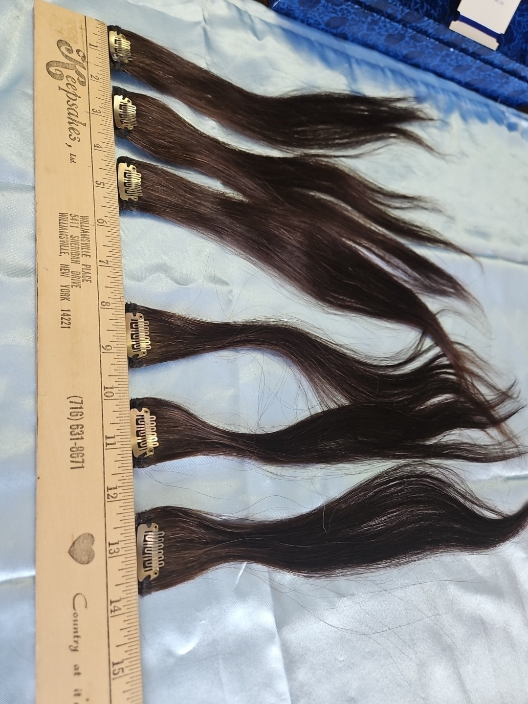 Remy Human Hair Filler Extensions Hair clips, full Set Of 12 Drk Brunette
