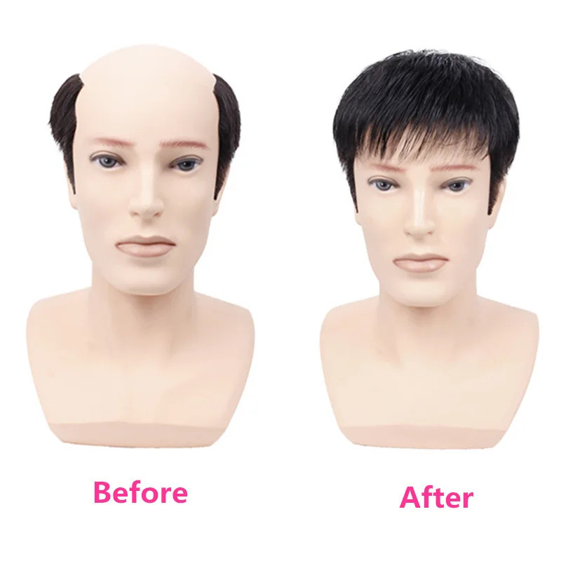 Best-selling wig men’s short hair inch top hair patch wig piece synthetic fiber