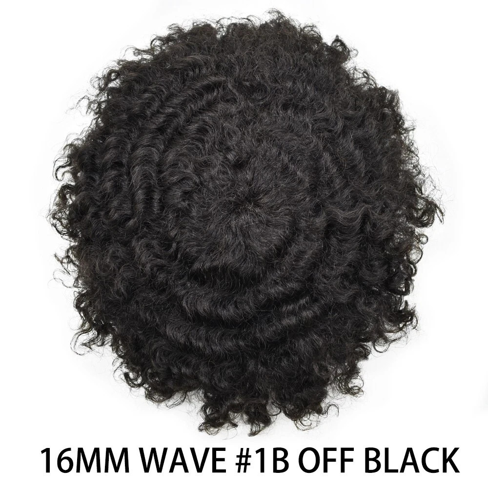 Afro Toupee for Black Men Durable Mono Afro Weave Kinky Curly Mens Wig Hair Unit