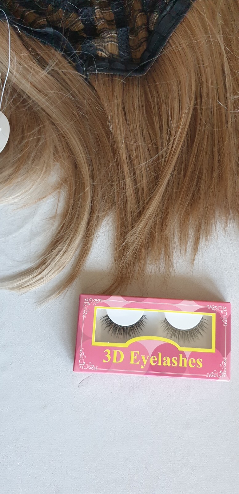 Human Hair Womens Lace Front Wig Blonde Straight Washable w/ 3D Eyelashes
